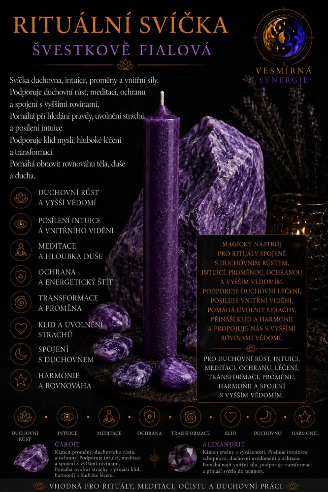 Rituální svíčka - Švestkově fialová