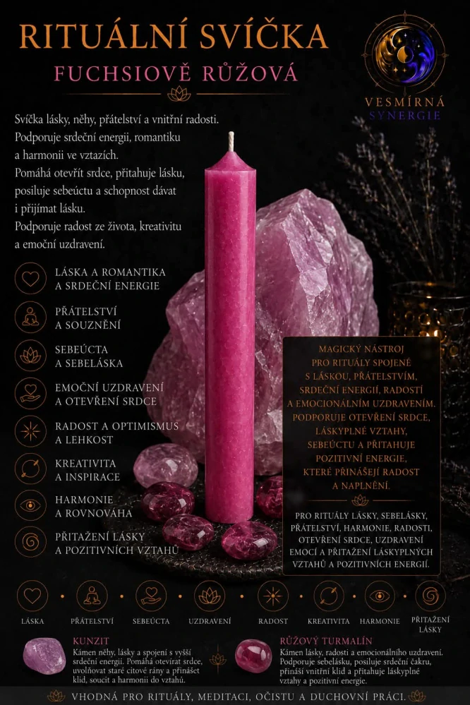 Rituální svíčka - Fuchsiově růžová