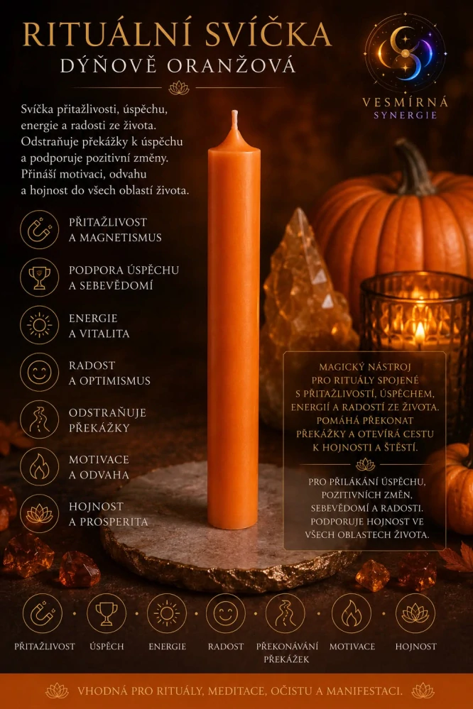 Rituální svíčka - Dýňově oranžová