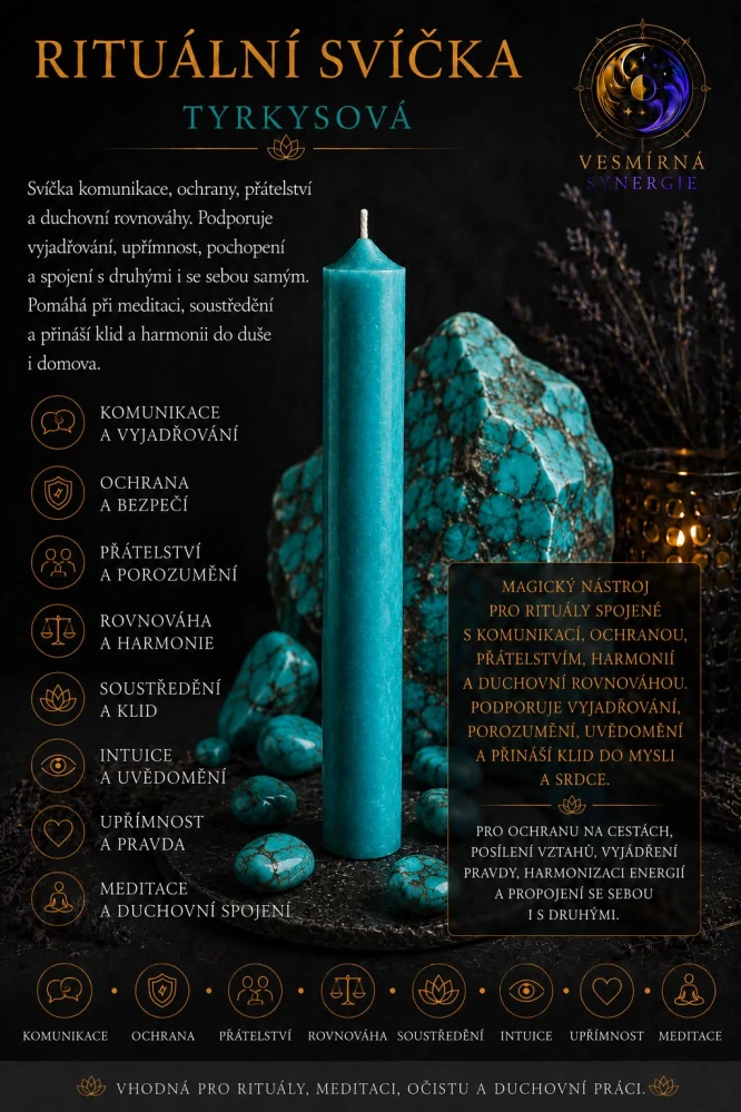 Rituální svíčka - Oceánově tyrkysová