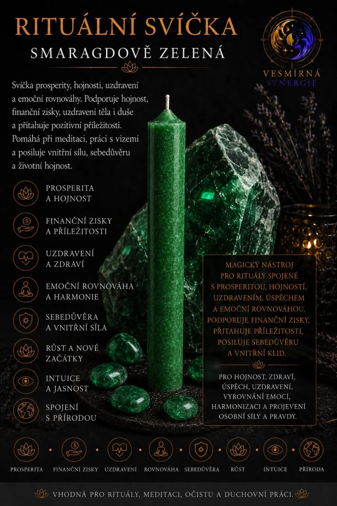 Rituální svíčka - Smaragdově zelená
